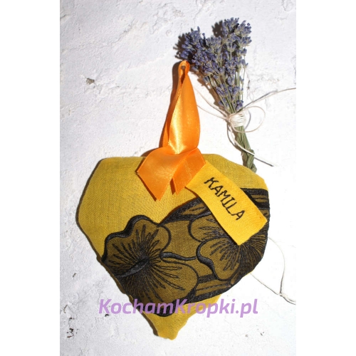 Lawendowa saszetka słoneczne serce - kochamkropki- kwiat lawendy