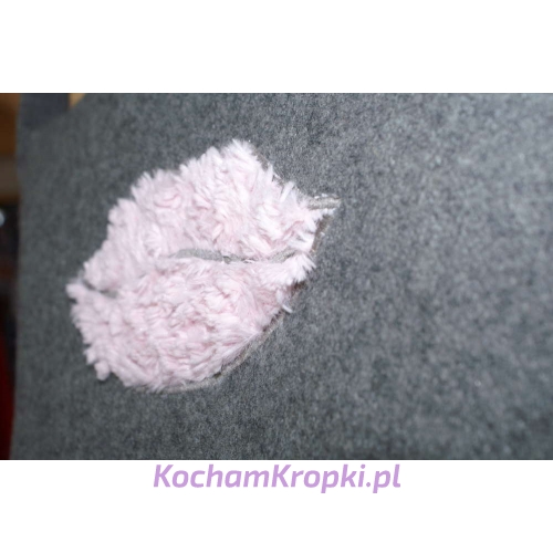Torebka damska - Pinkpassion- kochamkropki- szara wełna - róż