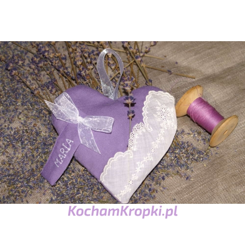 Lawendowa saszetka fioletowe serce - kochamkropki- kwiat lawendy