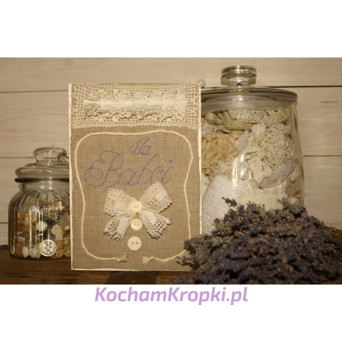 kartka dla babci- vintage-haftowana-len-C5-bawełniane koronki-kochamkropki.pl-czysta-kremowy karton