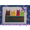 kartka urodzinowa-be happy!-urodziny-kartka z życzeniami-kartka z kopertą-kartka haftowana-kartka z aplikacją-kochamkrop