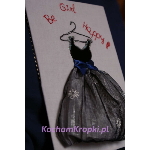 kartka urodzinowa-be girl be happy!-urodziny-kartka z życzeniami-kartka z kopertą-kartka haftowana-kartka z aplikacją-kochamkrop