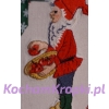 kartka świąteczna skrzat II-vintage-boże narodzenie-kartka z życzeniami-kartka z kopertą-kartka haftowana-kartka z aplikacją-kocham