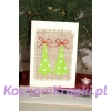choinki w kropki-kartka świąteczna-boże narodzenie-vintage kartka z życzeniami-kartka z kopertą-kartka haftowana-kartka 