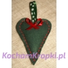ozdoba  - serca z zielonego filcu - haft czerwony-kochamkropki